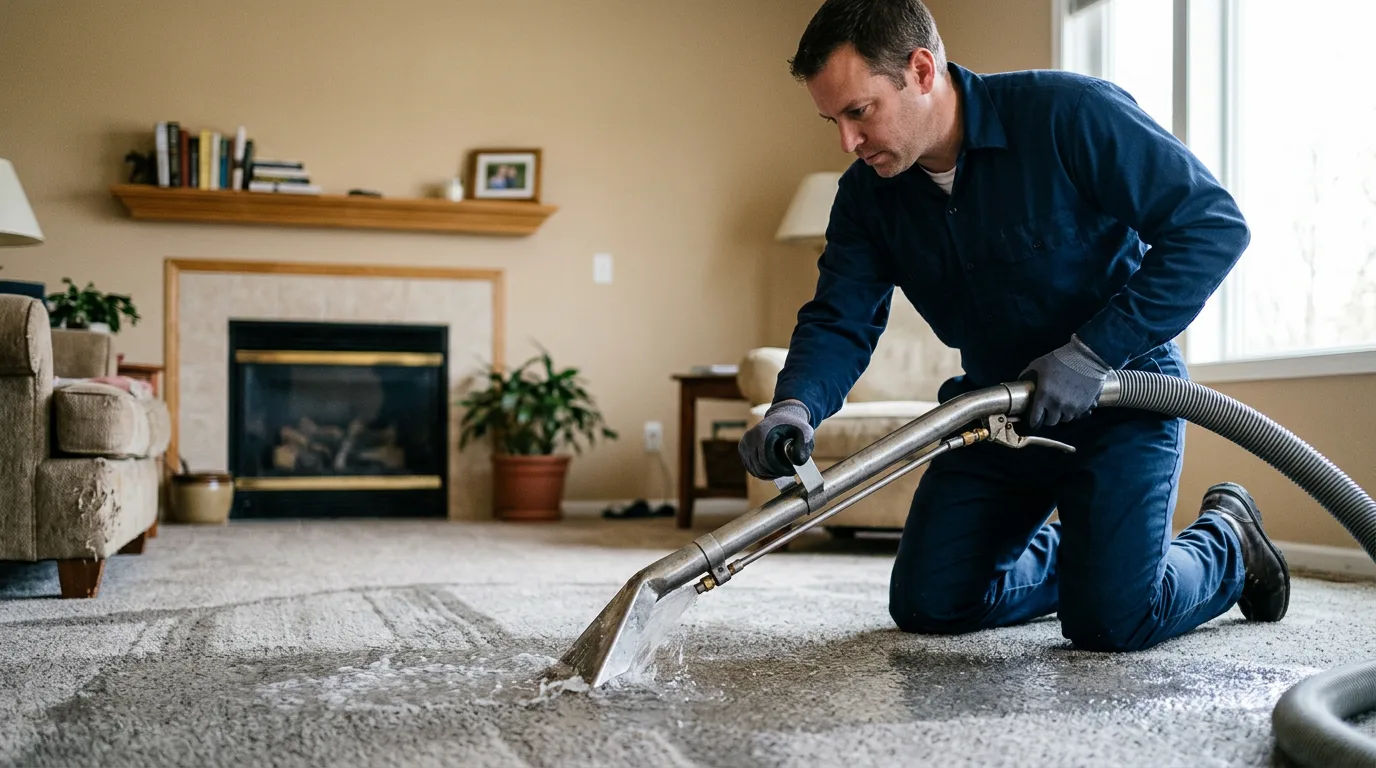Water damage restoration technician working near Edgewater, FL